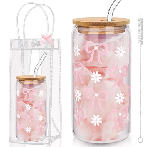 Zernblend 1 Pieza de Vaso de 16 oz con Tapa y Pajita, 1 Bolsa Transparente y 1 Cepillo, Clean Girl, Pink Stuff, Aesthetic
