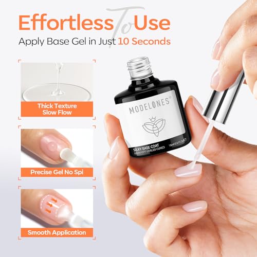 Image of modelones Gel Top Coat and Silky Base Set 15ml Upgrade No Wipe Glossy