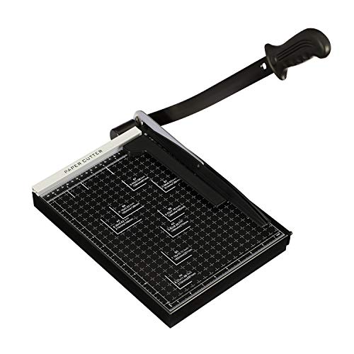 Paper Cutter A4 Paper Trimmer Guillotine Photo Cutter with Dual Paper Guide Bars, Security Safeguard for Standard Cutting of Paper, Photos or Labels, Black