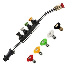 Lanza de Lavado de Coche de Alta Presión para la Serie Karcher K2 K3 K4 K5 K6 K7,38cm, con 5 Boquillas de Conexión Rápida, Rociador de ángulo Ajustable, Barra Curvada para Lavadora a Presión