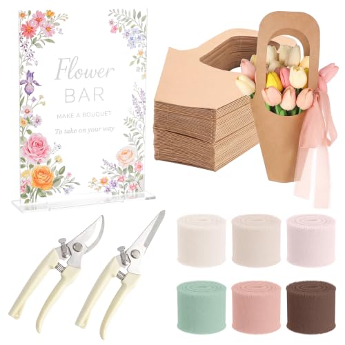 Fournitures de barre de fleurs en acrylique Kolldenn avec ruban et ciseaux, lot de 59 pièces