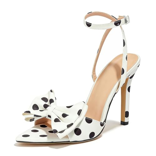 BGSMGISKD Women's Polka Dot Stiletto Sandals 3.94