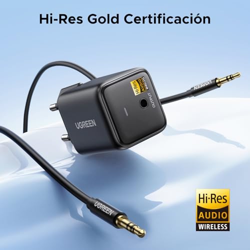 Miniatura 4 de UGREEN LDAC Receptor Bluetooth 6.0 Audio Bluetooth 3.5 mm Hi-Res HiFi | Baja Latencia Inalámbrico Alimentación Eléctrica con Conexión Directa Compatible con Teléfono Tablet Altavoz Amplificador
