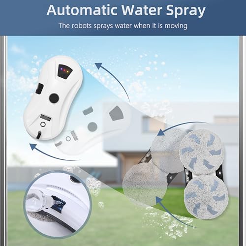 NamYoprce window cleaning robot,Smart Glass Cleaning Robotic with 5600Pa Strong Suction,Multiple Safety System,Edge Detection,for High-Rise Windows Ceiling,Outdoor Indoor,White UK plug - Image 4