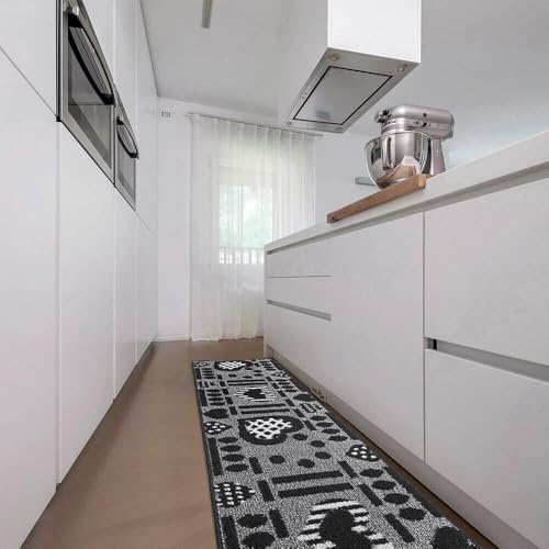 emmevi Tappeto Cucina Antiscivolo Cuori 3D Lavabile Moderno Varie Misure MOD.Clelia Dis.A 57X270 Grigio - immagine 3