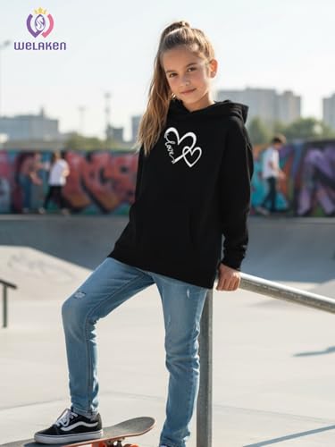 Image of WELAKEN Cotton Hoodie Sweatshirt for Girls Kids & Teens Long Sleeve Pullover with Kangaroo Pocket