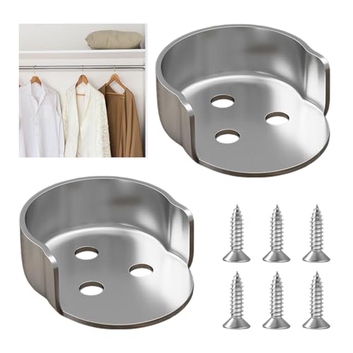 2 Stück 25mm Rundrohr Halterung ，U-Form for Kleiderschrank Kleiderstange, Flansch Stangenhalter, Gardinenstange Halter, Schrankrohr Stange, Kleiderstangen Halterung Schrank Zinklegierung（6 Schrauben）