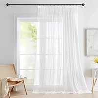 Deconovo Gardinen mit Kräuselband Voile Vorhang Wohnzimmer Transparent Vorhänge für Schlafzimmer Kinderzimmer Dekoschal Gardinenschals, 245x300 cm(HöhexBreite), Weiß, 1 Stück