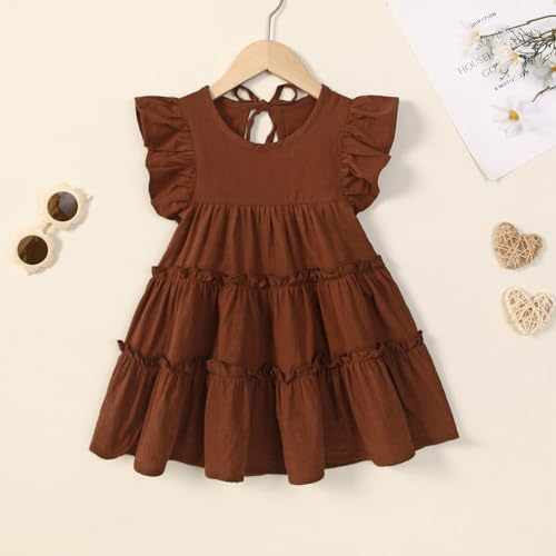 Toddler Baby Girl Dress Summer Cotton Linen Ruffle Halter Sleeveless Kids Casual Beach Party Dresses 1-6 Years2