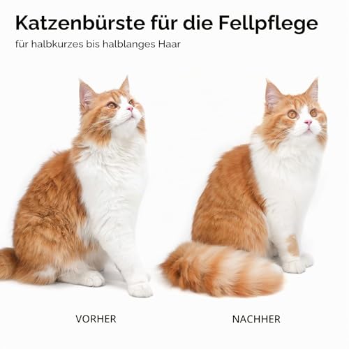 aumuca Katzenbürste für Langhaar und Kurzhaar, Haarentfernung mit Einem Klick, Hautfreundliche Katzenhaarbürste, Fellbürste für Katze und Hund zum Entfernen von losem Fell und zur Massage