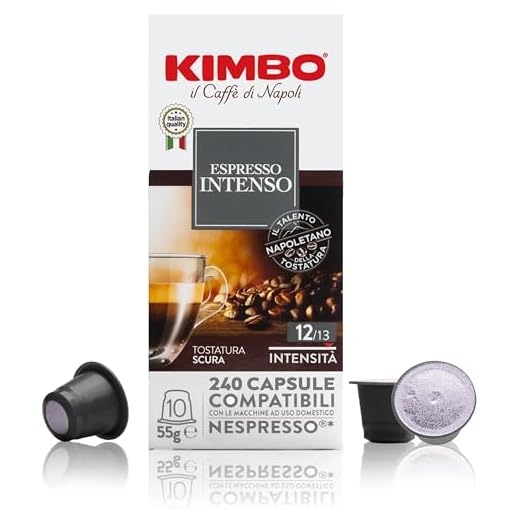 Kimbo, 240 Capsule Caffè Espresso Intenso, Compatibili con Nespresso*, 24 Astucci da 10 Capsule, Intensità 12 su 13