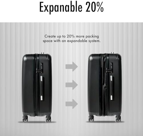 URBANlite Vertez 20"/24"/28" | 8-Wheel Spinner | TSA Lock | Expandable | Hard Case Luggage (Black, Carry-On 20-Inch) 4