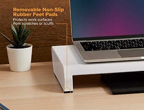 Image of Bostitch Office Konnect Adjustable Monitor Stand Riser, 4 Height Adjustments, Built-In Cable Management, Rubber Feet - White