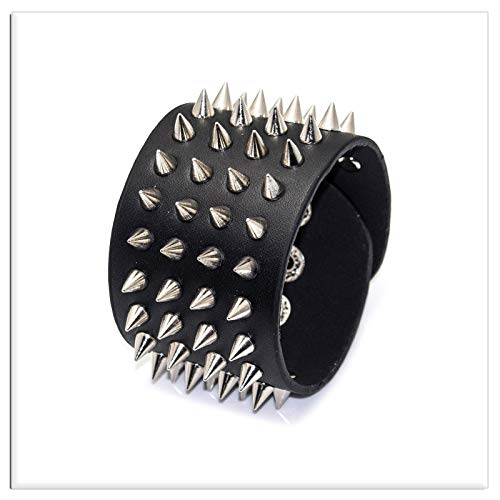 Xusamss Punk Rock Alloy Rivet Wristband Wide Leather Cuff Bracelet #TOP2