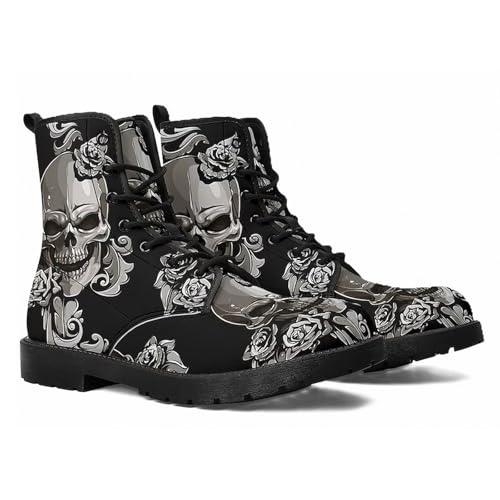 Bottines de combat gothiques bout rond confort pour marcher sans douleur au travail