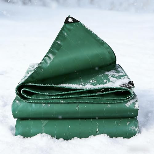 Lona con Ojales 165 x 265 cm PVC Resistente a Los Rayos UV Desgarros Lona Remolque con Ojales Duradera Multiusos para Exteriores Leña, Jardín, Cenador, Camping, Verde