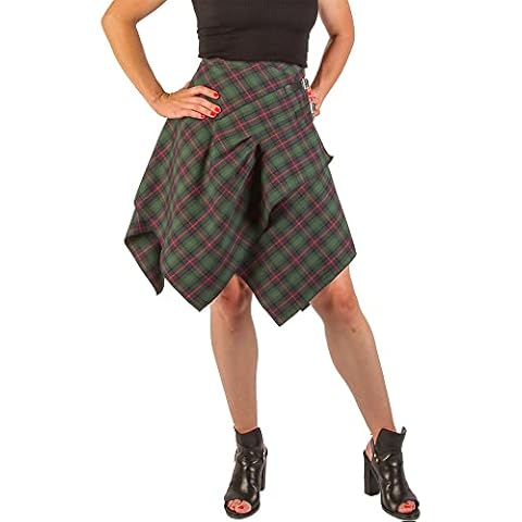The Celtic Ranch Tartan Skirt, Women's Plaid Skirt with Pockets, Ladies' Scottish Skirts, Celtic Blue/Green, XX-Large Cover