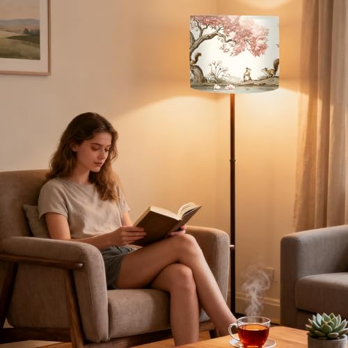 Image of Nuxovilar Lamp Shades Set of 2, 13 inch Top x 13 inch Bottom x 10 inch High (Spider) | Large lamp shades floral tree squirrel design kids room bedroom studio art nook covers (Squirrel)