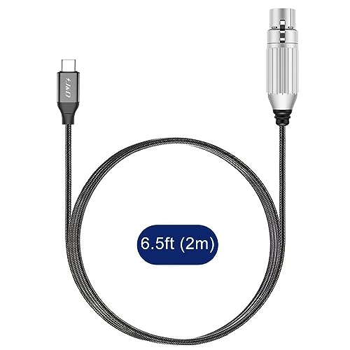 Image of J&D USB C to XLR Microphone Audio Cable, Braided USB C to XLR Female Microphone Cable for Audio Recording, Dynamic Microphone, Compatible for iPhone 15 /15 Plus /15 Pro /15 Pro Max, MacBook, 6.6 Feet