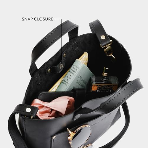 Portland Leather Goods Mini Snap Crossbody Tote Bag for Women – Handmade, Snap Closure, Durable & Unlined – Outside Pocket3