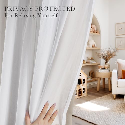 Image of PONY DANCE 2 Layers Curtains Set, 52 inch Wide and 84 inch Long,Cream, 2 Panels
