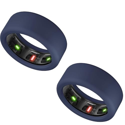 Image of 2-Pack Smart Ring Silicone Cover Compatible with Oura Ring Gen 3, Gabit Ring- Lightweight Silicone Smart Ring Protector, Skin Friendly Case for Working Out, (S for 6 7 8 9 10) Navy Blue