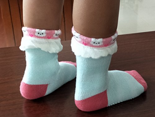Rative Non Skid Anti Slip Cotton Dress Crew Socks With Grips For Baby Infant Toddler Kids Girls (0-6 Months, Rg-726727) #TOP4
