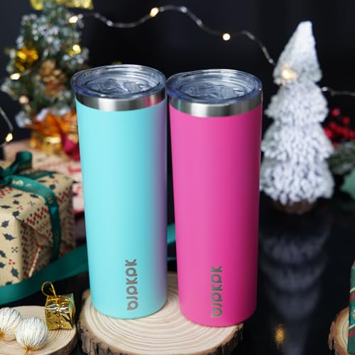 Image of BJPKPK 20 oz 2 Pack Skinny Tumbler with Lid, Stainless Steel Coffee Tumbler