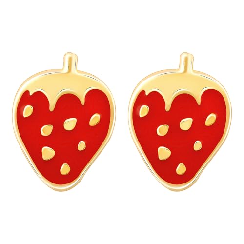 GIVA Store GIVA Silver Golden Cute Strawberry Kids Earrings - Image 2