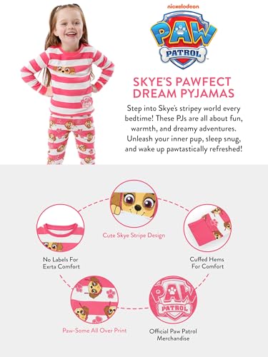 Paw Patrol Girls Pajamas | Skye Pajamas For Girls | Long Sleeve Snuggle Fit Pjs For Kids | Official Merchandise4
