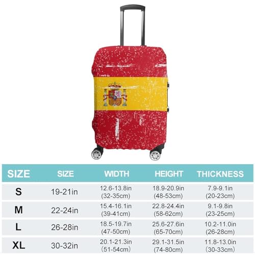 Retro White Spain Flag Travel Suitcase Protector Luggage Cover Protective Washable Anti-scratch Baggage Cover, style2