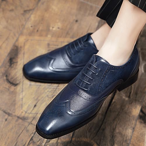 Men’s Genuine Leather Oxfords Shoes for Men, Round Toe Lace-up Business Casual Office Work Wedding Tuxedo Shoes2
