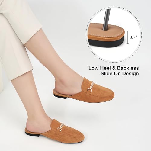 Image of Womens Mules Buckle Flats: Classic Suede Slip On Shoes Dressy Closed Toe Backless Slides Loafers 2026 for Business Work Office Casual