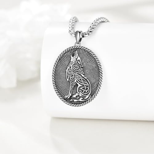 KQF Viking Nordic Necklace 925 Sterling Silver Celtic Wolf/Eagle/Elk/Horse/Raven/Bear Paw Valknut Pendant Norse Jewelry Gift for Men Women2