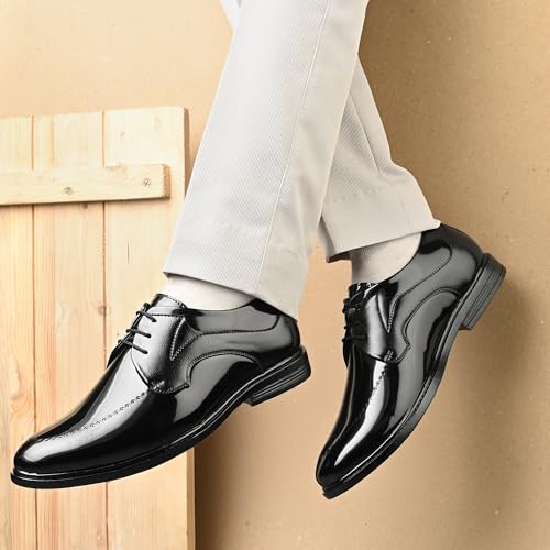 Image of Centrino Men's Formal Lace-Up Shoes | Soft & Comfortable Formal Shoe| Lace-Up, Textured Detail, Formal Business Style | Stylish-Looking Footwear (9363)