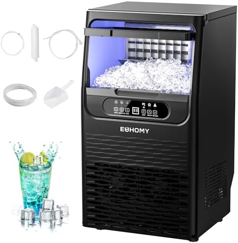 EUHOMY Commercial Ice Maker Machine,80lbs/24H,36 Ice Cubes in 8-12 Mins,Under Counter Ice Maker with Water Filter,12lbs Storage Capacity,Freestanding Ice Machine for Home/Bar/Cafe/Restaurant : Appliances