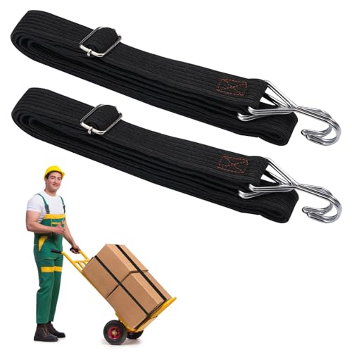 2 Piezas Correas Elásticas Ajustables con Ganchos, 2M Pulpos Elasticos Transporte, Planas Ajustable Gomas Elasticas con Gancho, Tensores de Equipaje Ajustables, para Moto, Maleteros, Camping (Negro)