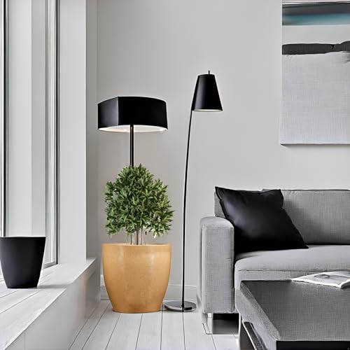 Image of Go Hooked Pluto Brown Indoor Planter Pot 17 Inch | Lightweight Modern Round Plant Pot for Living Room, Balcony & Office | Decorative Polymer Pot for Live & Artificial Plants