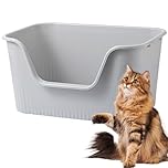 Vealind Cat Litter Tray with High Sided and Low Entry 100% Leak Proof Anti Splash Open Top Cats Litter Box Kitten Litter Tray