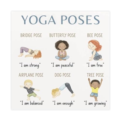 Toile yoga enfant et affirmations quotidiennes pour calmer l'anxiété en classe et salon