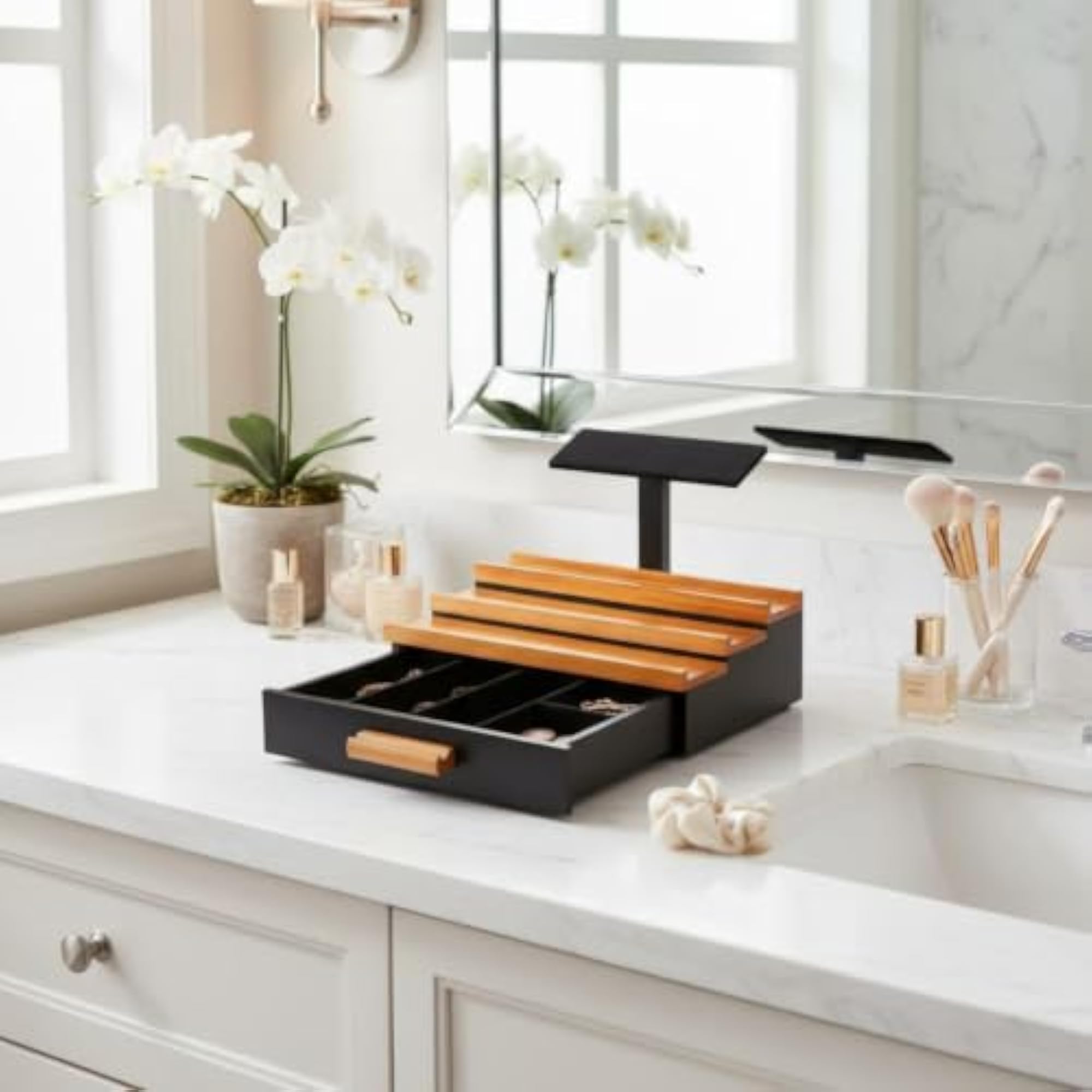 Large Capacity Hidden Compartment Tiered Perfume Holder