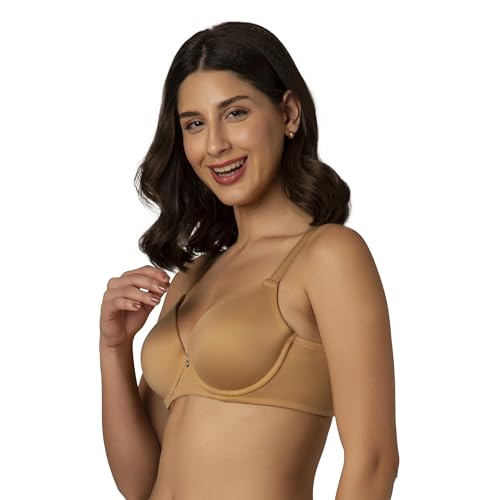 Image of Amante Padded Wired Full Coverage Adjustable Straps Classique Elegance T-Shirt Bra F0013 (Beige) (42DD)