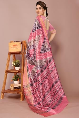 Image of MIRCHI FASHION Women Saree Cotton Silk Batik Block Printed | Breathable Office Wear and Regular Use Sari with Blouse Piece
