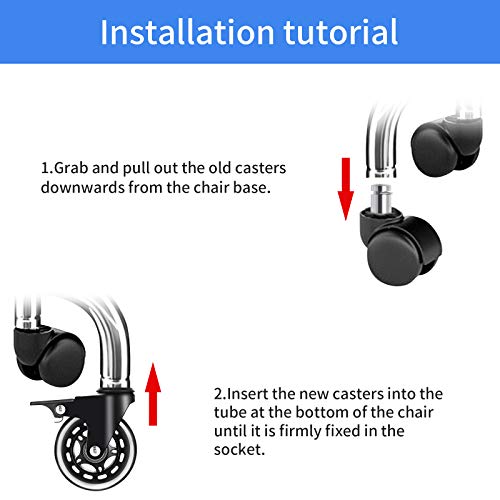 Jiehu Set di 5 Ruote per sedie da ufficio 10 x