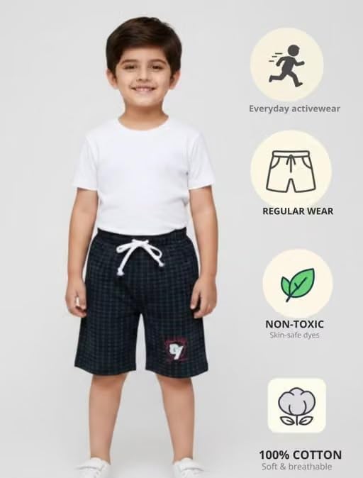 Image of Happy Play Kids Cotton Shorts | Soft Cotton Multicolor Pack of 5 | Daily & Regular Wear | Cartoon Prints