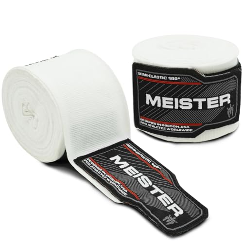 Meister Adult 180" Semi-Elastic Hand Wraps - White