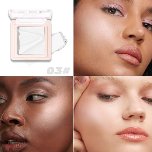 Image of Contour & Highlighter Palette - Nude Pink Beige White Clear Natural Brightening, Non-Cakey Satin Finish for Flawless Sculpting (03# Clear White)