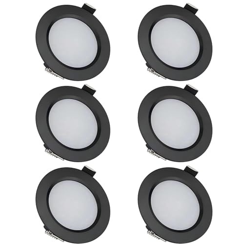 ANYPOWK Luminaires Encastrés à Ressort de 12 Volts pour Camping-Car, Bateau, Remorque, Camping-Car - Lumière du Jour 6500K, 3W, 270 Lumens, Spots Basse Tension Réglables en Luminosité, Lot de 6