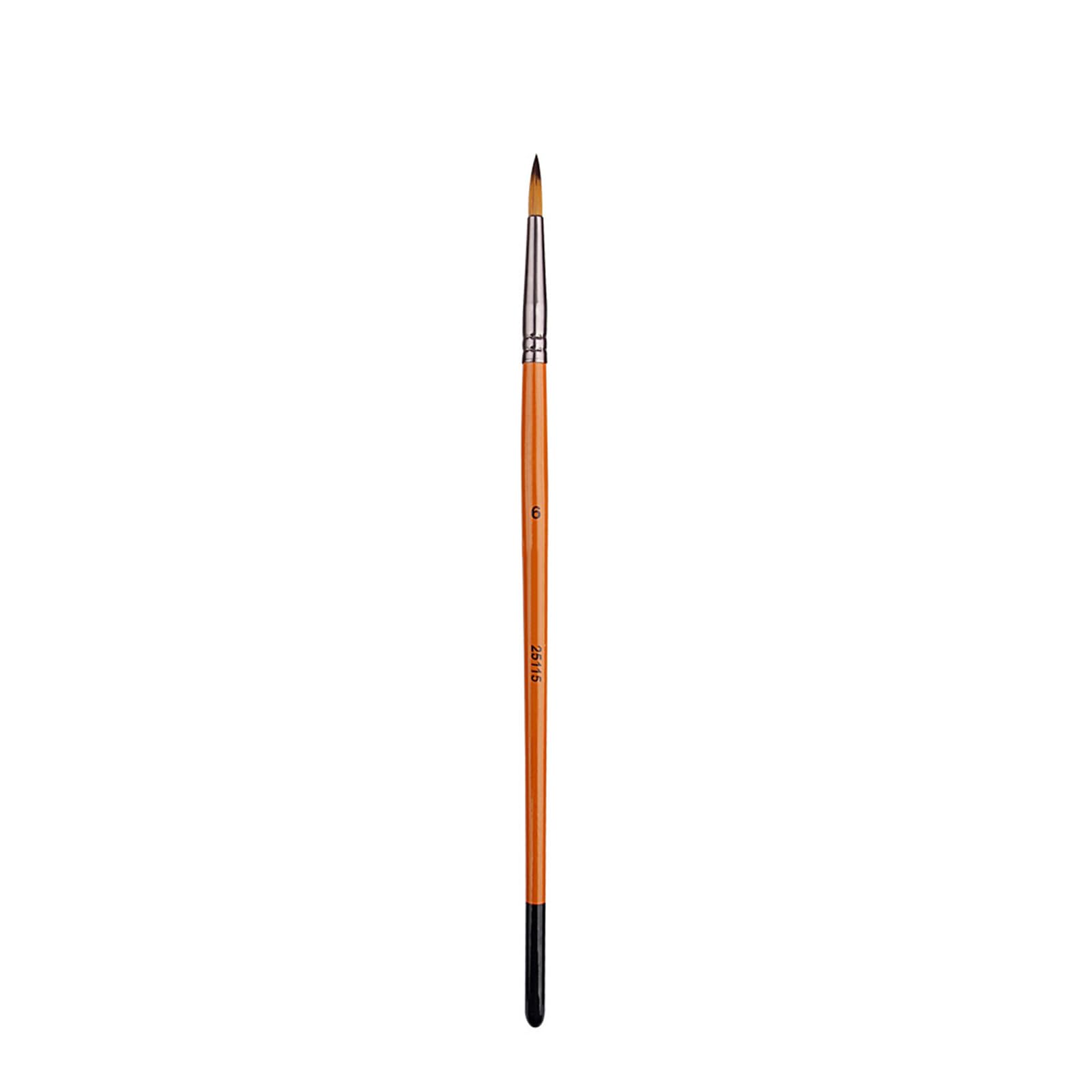 Rbrmhm 6 Wood Handle Fine Detail Paint Brush For Acrylic Watercolor Gouache Oil Face Body Painting Nylon Bristles Paint Brush