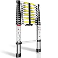 Telescoping Ladder, 12.5FT Telescopic Extension Ladder, Aluminum Alloy Folding Ladder Portable Multi-Purpose for Indoor Outdoor Work, Heavy Duty 330 lbs Load
